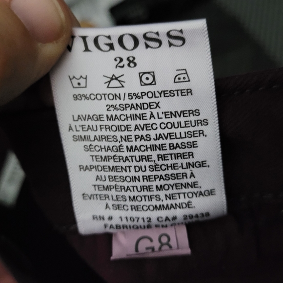 VIGOSS | Stevie straight crop coated burgundy stretch denim jeans - Picture 9 of 11